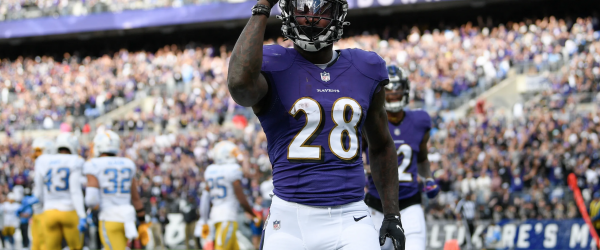 Ravens player celebrating a touchdown